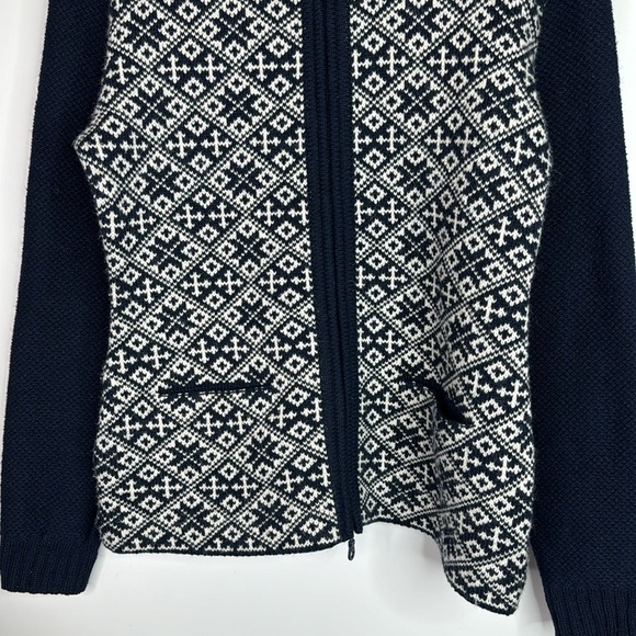 Baltic Inspirations Scandanavian Navy Blue Wool Blend Full Zip Sweater Small - Picture 3 of 10